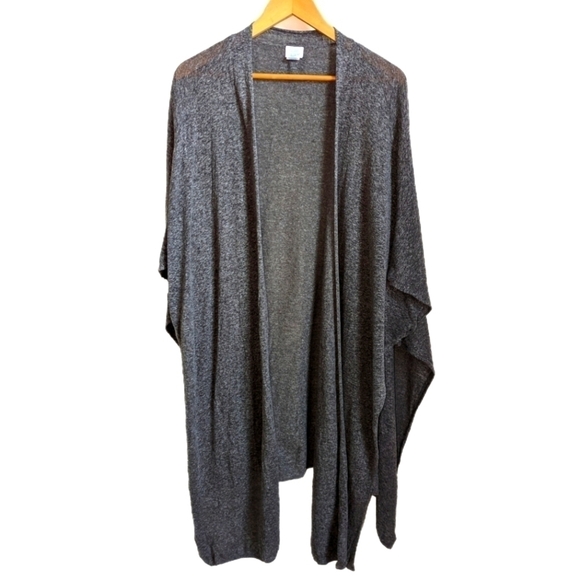 Sigrid OLSEN Grey Lagenlook Minimalist Open Front Long Lined Cardigan One Size - Picture 1 of 6